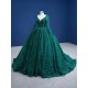 Long Sleeve Emerald Green Quinceanera Dress 2024 Princess Ball Gown V Neck Prom Dress