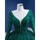 Long Sleeve Emerald Green Quinceanera Dress 2024 Princess Ball Gown V Neck Prom Dress