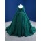 Long Sleeve Emerald Green Quinceanera Dress 2024 Princess Ball Gown V Neck Prom Dress