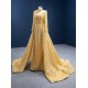 Long Sleeve Gold Prom Dresses Halter Neck Formal Evening Dress Women Floor Length Long Special Occasion Party Gowns