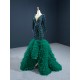 Long Sleeve Green Prom Dresses Ruffled Formal Cocktail Dress Sequin Women Outfits