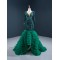 Long Sleeve Green Prom Dresses Ruffled Formal Cocktail Dress Sequin Women Outfits