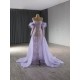 Long Sleeve Lilac Prom Dresses 2024 Side Split Long Satin Formal Evening Party Wedding Gowns for Women