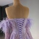 Long Sleeve Lilac Prom Dresses 2024 Side Split Long Satin Formal Evening Party Wedding Gowns for Women