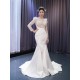 Long Sleeve Mermaid Wedding Dress For Woman 2024 Scoop Neck Elegant Bridal Gowns