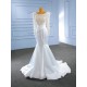 Long Sleeve Mermaid Wedding Dress For Woman 2024 Scoop Neck Elegant Bridal Gowns