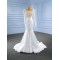 Long Sleeve Mermaid Wedding Dress For Woman 2024 Scoop Neck Elegant Bridal Gowns