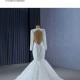 Long Sleeve Mermaid Wedding Dress Sexy Backless Pearl Square Collar Bride Gown 2024