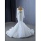 Long Sleeve Mermaid Wedding Dress Sexy Backless Pearl Square Collar Bride Gown 2024