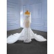 Long Sleeve Mermaid Wedding Dress Square Collar Bridal Gown Robe Mariee