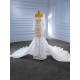 Long Sleeve Mermaid Wedding Dress Square Collar Bridal Gown Robe Mariee