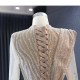 Long Sleeve Nude Evening Dresses A Line Beading Bride Wedding Women Prom Party Dress