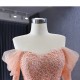 Long Sleeve Peach Color Quinceanera Dress Sweetheart Neck Vestidos De 15 Anos With 3D Flowers