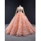 Long Sleeve Peach Pink Quinceanera Dress 2024 Tiered Vestidos De 15 Anos Lace Appliques Evenning Party Gown