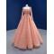 Long Sleeve Peach Prom Dresses 2024 Elegant Square Collar Prom Evening Gowns A Line Robe De Soiree