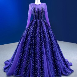 Long Sleeve Purple Prom Dresses A Line Homecoming Dress Special Occasion Formal Party Gowns 2024