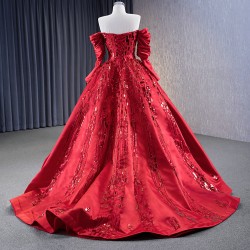 Long Sleeve Red Quinceanera Dress 2024 Cocktail Dresses Vestidos De Baile Sequin Ball Gown