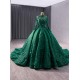 Long Sleeve Red Quinceanera Dress Floral Applique Lace Up Party Dress Vestidos De 15 Quinceanera High Neck Ball Gown