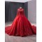 Long Sleeve Red Quinceanera Dress Floral Applique Lace Up Party Dress Vestidos De 15 Quinceanera High Neck Ball Gown