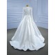 Long Sleeve Wedding Dress Custom Made Gown Muslin Bridal Gown Crystal Robe De Mariee