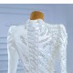 Long Sleeve Wedding Dress Custom Made Gown Muslin Bridal Gown Crystal Robe De Mariee