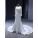 Long Sleeve Wedding Dress Custom Plus Size Satin Lace Appliques Bridal Gown Dresse