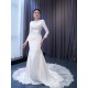 Long Sleeve Wedding Dress Custom Plus Size Satin Lace Appliques Bridal Gown Dresse