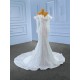 Long Sleeve Wedding Dress For Woman Pearl Bride Gown Strapless Sexy Backless Floor Length 2024