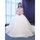 Long Sleeve Wedding Dress Luxury Sweep Train Crystal Ball Gown Bride Dress Plus Size Mariage 2024