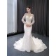 Long Sleeve Wedding Dress Pearl Mermaid Bridal Dresses Vintage Vestido De Noiva