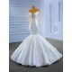 Long Sleeve Wedding Dress Pearl Mermaid Bridal Gown Floor length Bride Dresses Vestidos De Novia