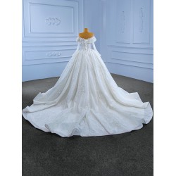 Long Sleeve Wedding Dress Strapless Backless Beading Bridal Gowns V Neck Black Girl Women Dress