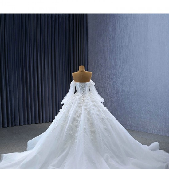 Long Sleeve Wedding Dress for Bride Sweetheart Neck Backless Bridal Gowns Vestido de novia 2024