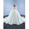 Long Sleeve Wedding Dresse Scoop Neck Bridal Gown White Pearl Vestido de Novia 2024 With Sweep Train