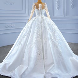 Long Sleeve Wedding Dresses For Bride 2024 Ball Gown Dubai Saudi Arabia Bridal Gown With Applique