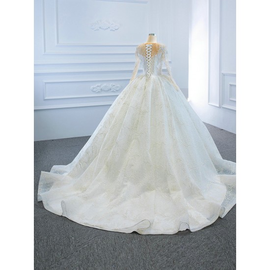 Long Sleeve Wedding Dresses Sweep Train Ball Gown 2024 Formal Bridal Grown Custom Made