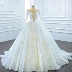 Long Sleeve Wedding Dresses Sweep Train Ball Gown 2024 Formal Bridal Grown Custom Made