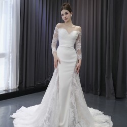 Long Sleeve Wedding Dresses for Women 2024 Bride Mermaid Wedding Gown Sweetheart Neck Bridal Dress