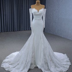 Long Sleeve Wedding Dresses for Women 2024 Bride Mermaid Wedding Gown Sweetheart Neck Bridal Dress