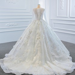 Long Sleeve Wedding Bridal Gowns 3D Floral Ball Gown Bride Dresses Custom Made Plus Size