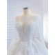 Long Sleeve Wedding Bridal Gowns 3D Floral Ball Gown Bride Dresses Custom Made Plus Size