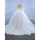 Long Sleeve White Wedding Dress For Woman Bride Gown Scoop Neck Sexy Floor Length 2024