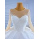 Long Sleeve White Wedding Dress For Woman Bride Gown Scoop Neck Sexy Floor Length 2024