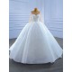 Long Sleeve White Wedding Dress For Woman Bride Gown Scoop Neck Sexy Floor Length 2024