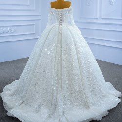 Long Sleeves Ball Gown Wedding Dress Sequin Sweetheart Neck Bridal Gowns Floor Length 2024