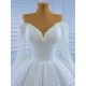 Long Sleeves Ball Gown Wedding Dress Sequin Sweetheart Neck Bridal Gowns Floor Length 2024