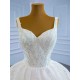 Long White Wedding Dress V Neck Simple Lace Backless Floor Length Sleeveless Bridal Gowns