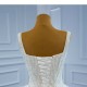 Long White Wedding Dress V Neck Simple Lace Backless Floor Length Sleeveless Bridal Gowns