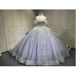 Luxury Lavender Quinceanera Dress Custom Made Vestidos De 15 Anos Off Shoulder Crystal Sweet 15 Gowns