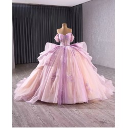 Luxury Lilac Quinceanera Dress Off Shoulder Crystal Sweet 15 Gowns 2025 Custom Made Vestidos De 15 Anos 